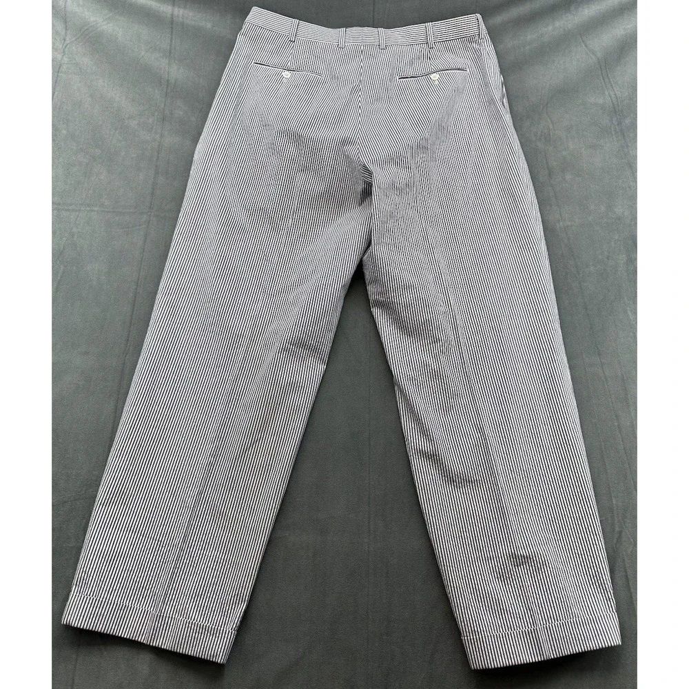 Brooks Brothers Seersucker Pants Men's‎ 37x31 Blue Pleated Cuffed Cotton Preppy